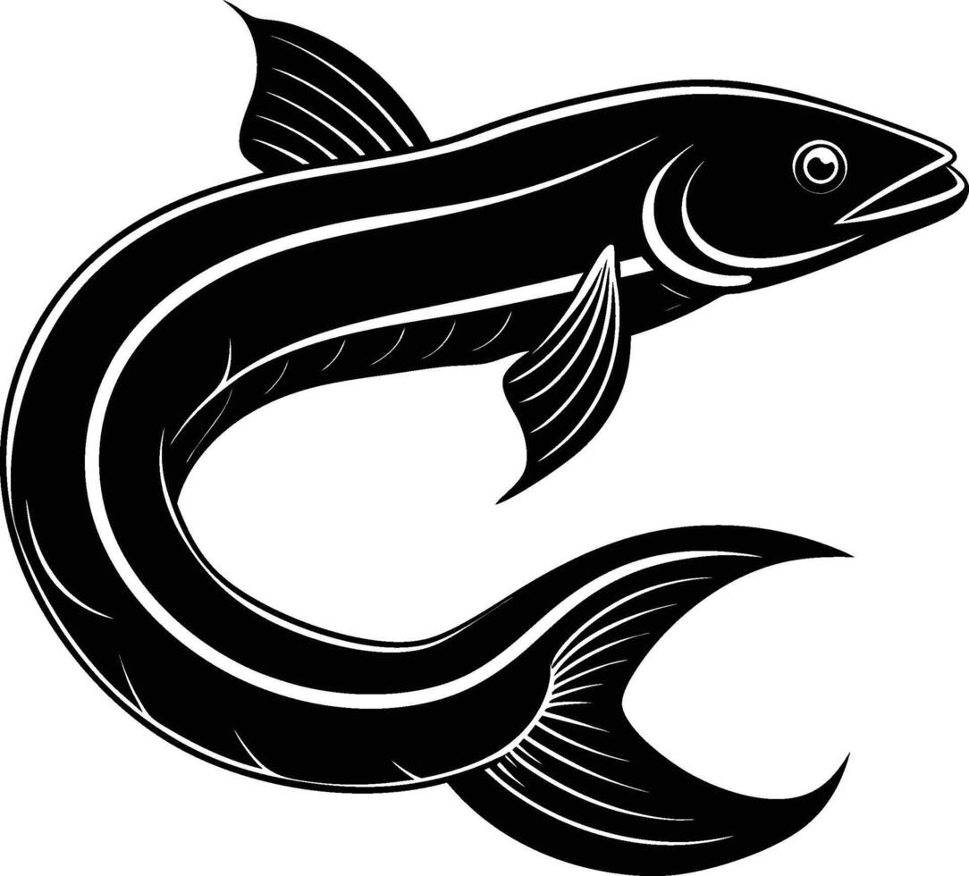 Eel silhouette illustration isolated on a white background vector