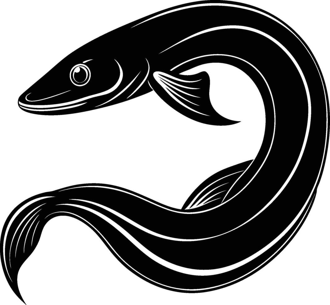 Eel silhouette illustration isolated on a white background vector