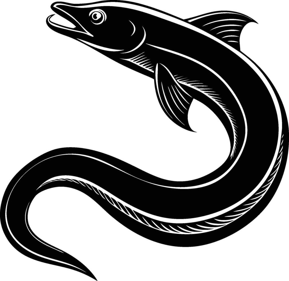 Eel silhouette illustration isolated on a white background vector