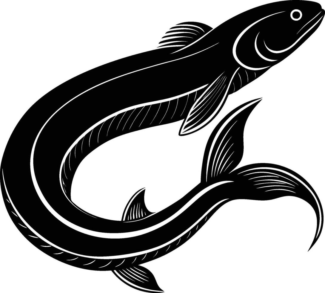 Eel silhouette illustration isolated on a white background vector