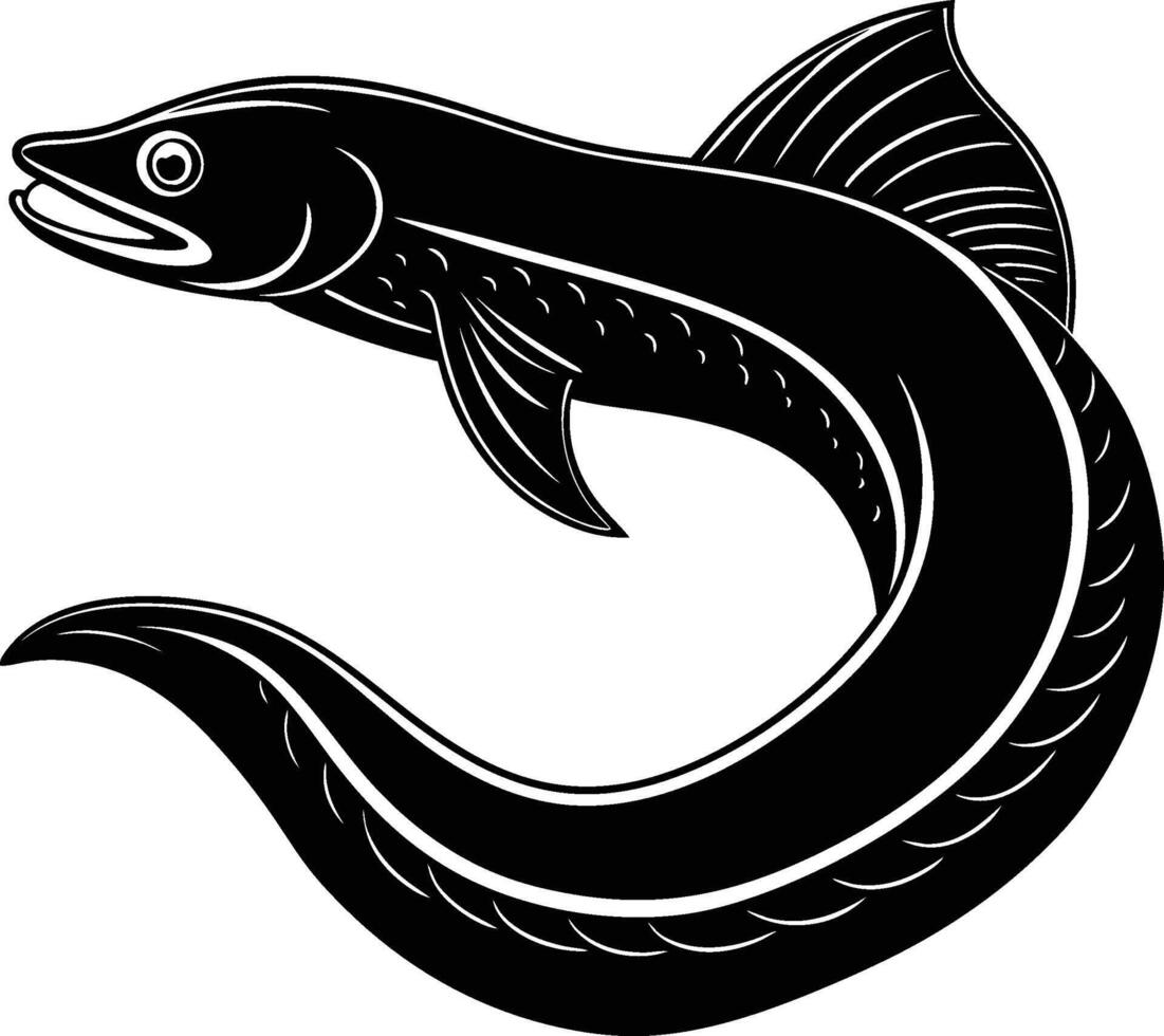 Eel silhouette illustration isolated on a white background vector