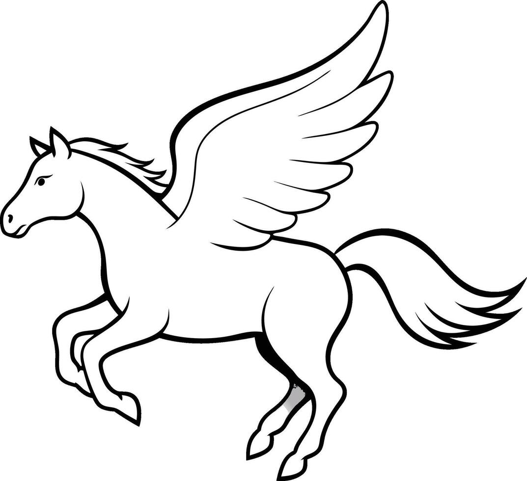 illustration image of a silhouette of a mythical creature of pegasus on a white background. vector