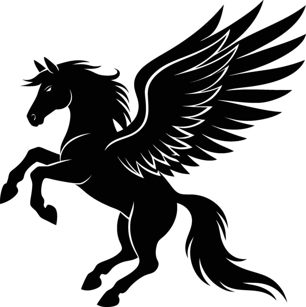 illustration image of a silhouette of a mythical creature of pegasus on a white background. vector