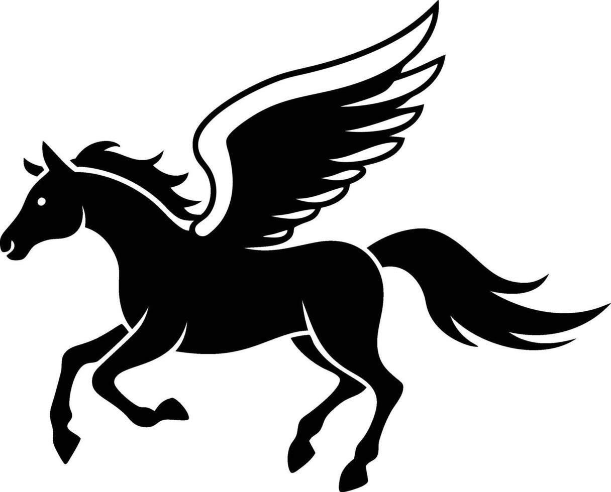 illustration image of a silhouette of a mythical creature of pegasus on a white background. vector