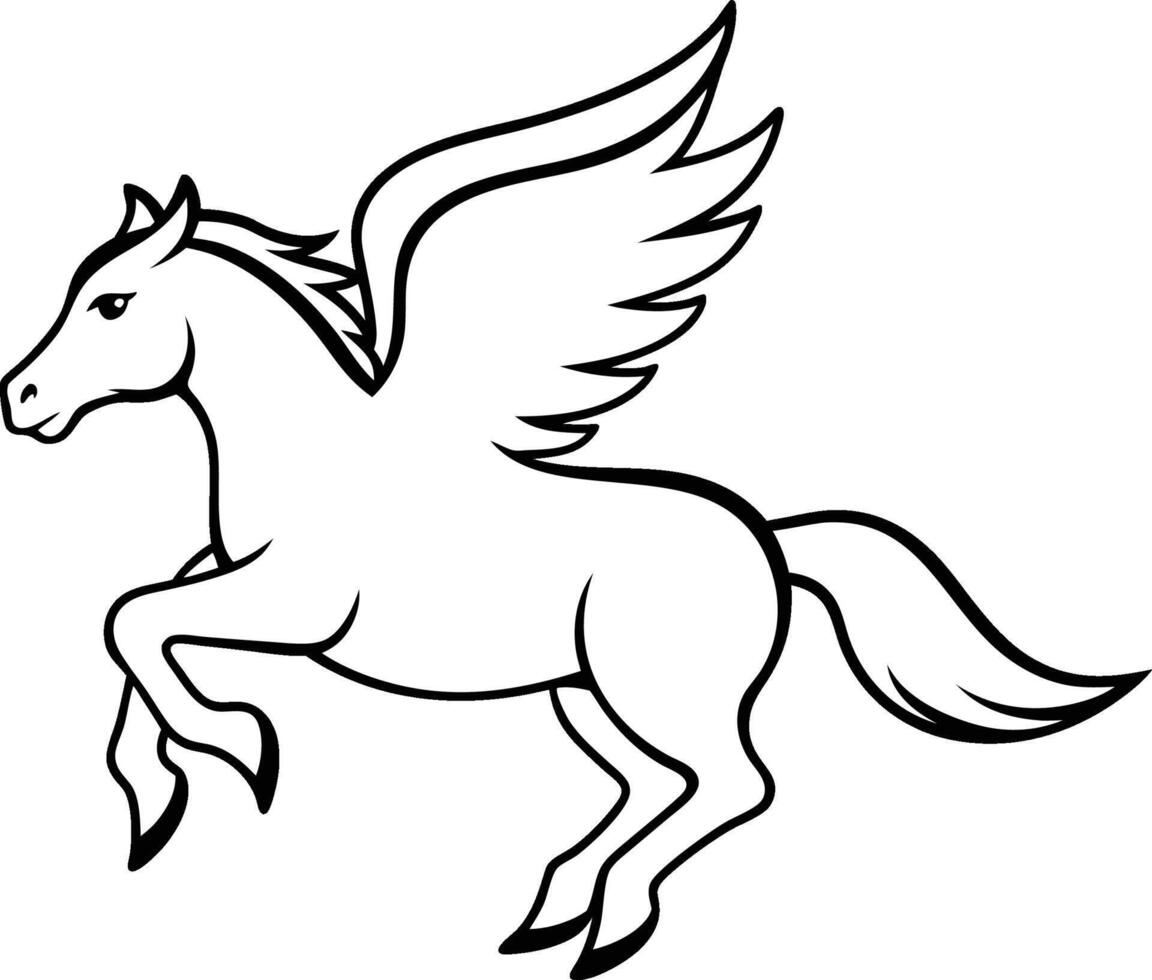 illustration image of a silhouette of a mythical creature of pegasus on a white background. vector