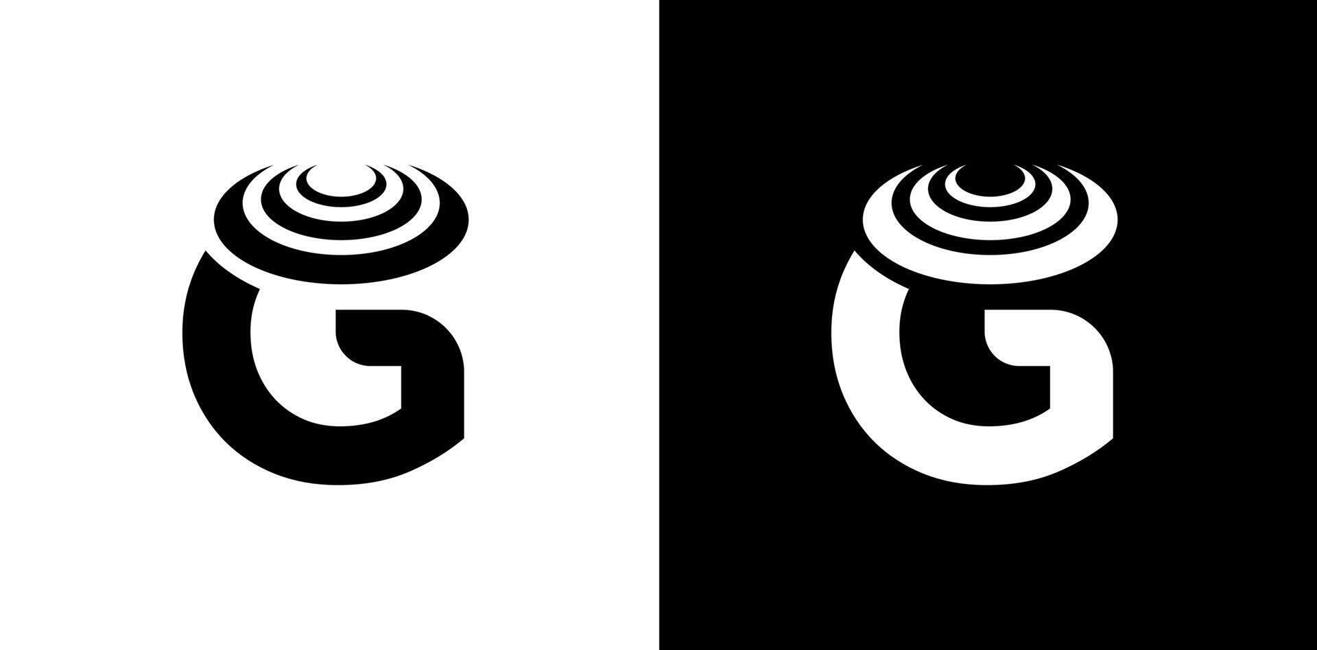 G letter with hat logo symbol in black and white vector
