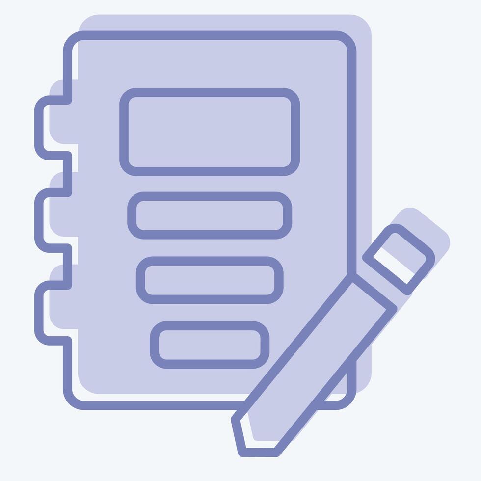 Icon Note Book. related to Book symbol. two tone style. simple design illustration vector
