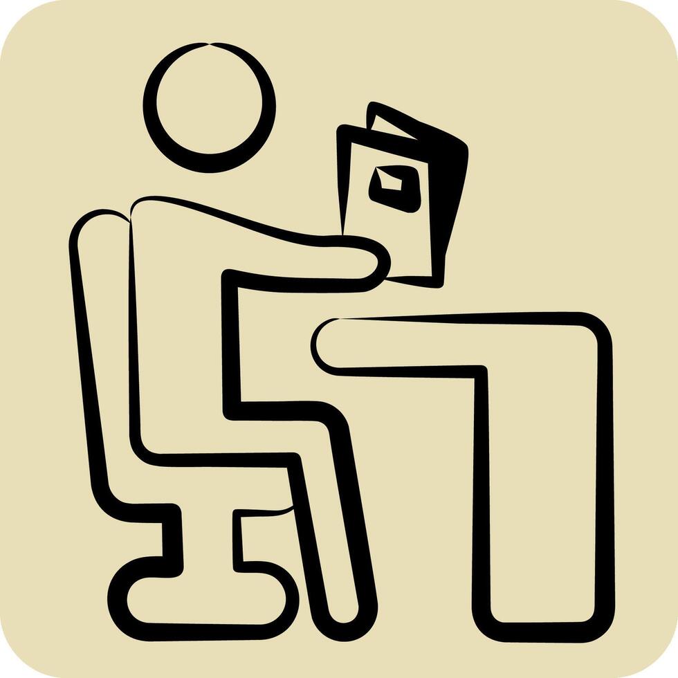 Icon Reading. related to Book symbol. hand drawn style. simple design illustration vector