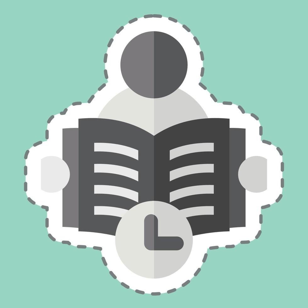 Sticker line cut Reading Time. related to Book symbol. simple design illustration vector
