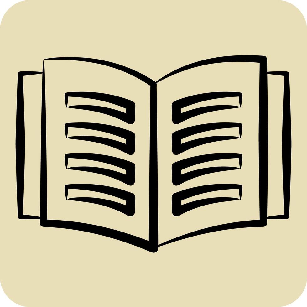 Icon Open Book. related to Book symbol. hand drawn style. simple design illustration vector