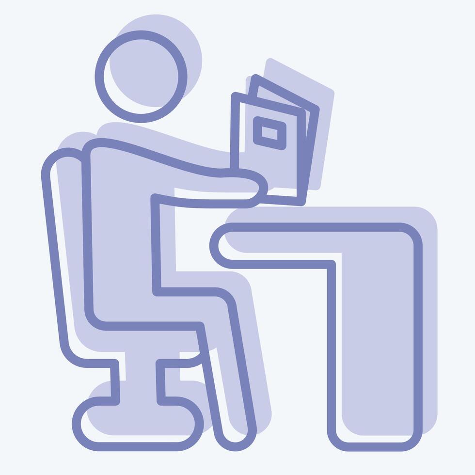 Icon Reading. related to Book symbol. two tone style. simple design illustration vector
