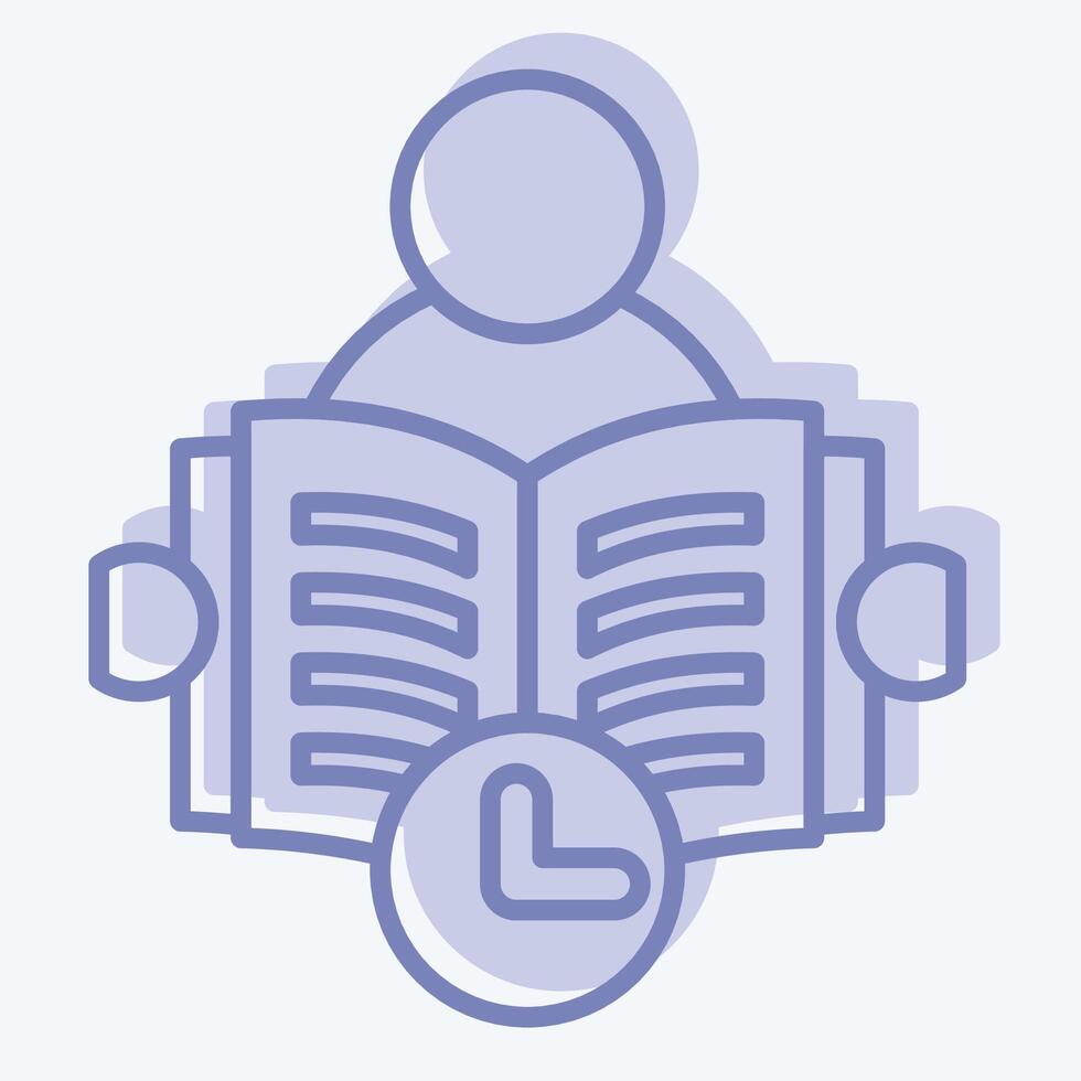 Icon Reading Time. related to Book symbol. two tone style. simple design illustration vector