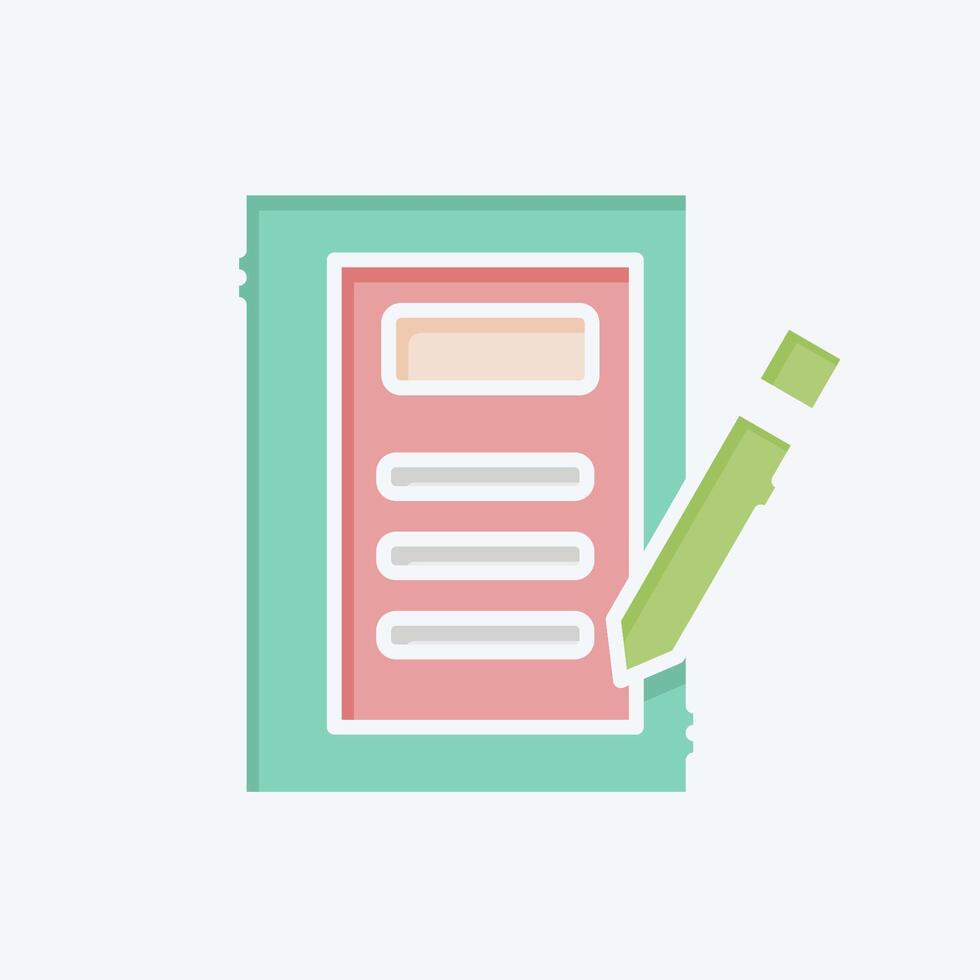 Icon Diary. related to Book symbol. doodle style. simple design illustration vector