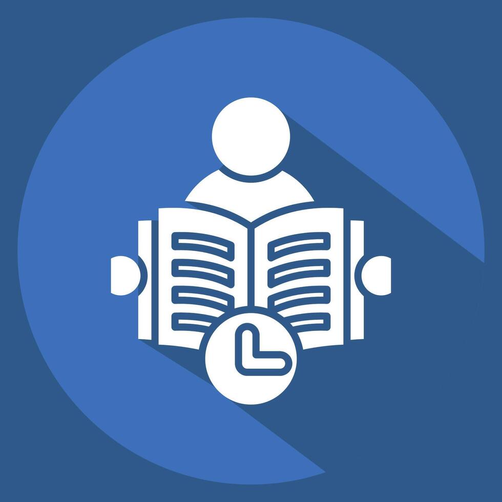 Icon Reading Time. related to Book symbol. long shadow style. simple design illustration vector