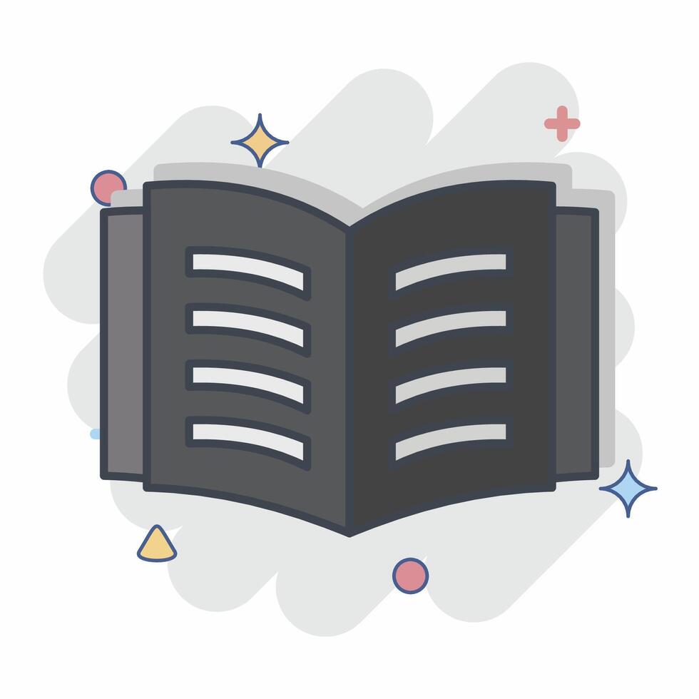 Icon Open Book. related to Book symbol. comic style. simple design illustration vector