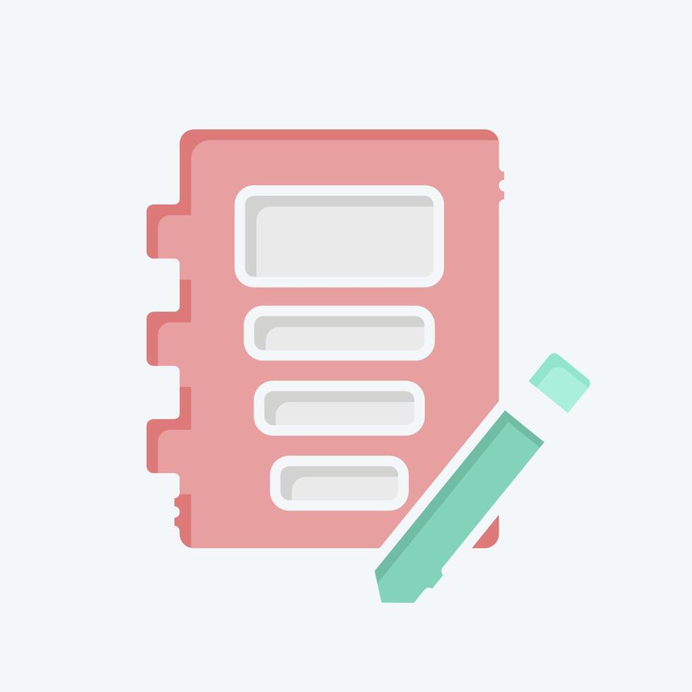 Icon Note Book. related to Book symbol. doodle style. simple design illustration vector