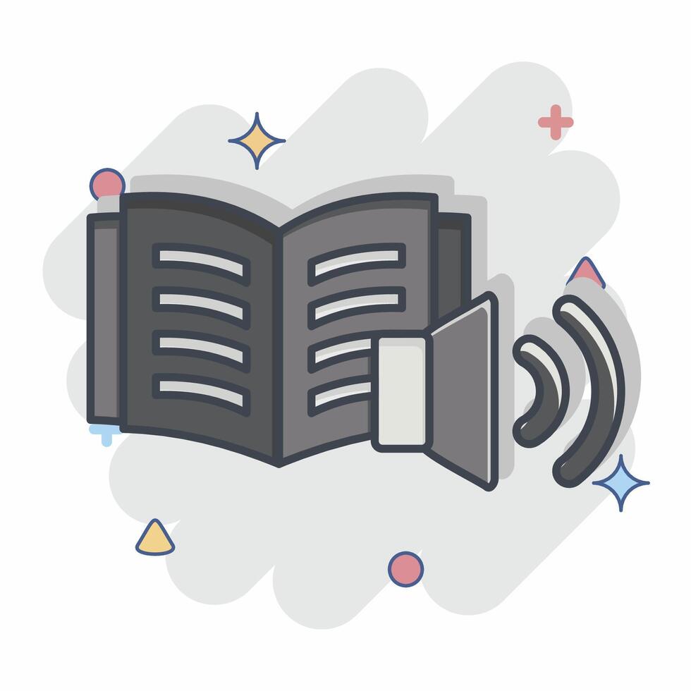 Icon Audio Book. related to Book symbol. comic style. simple design illustration vector