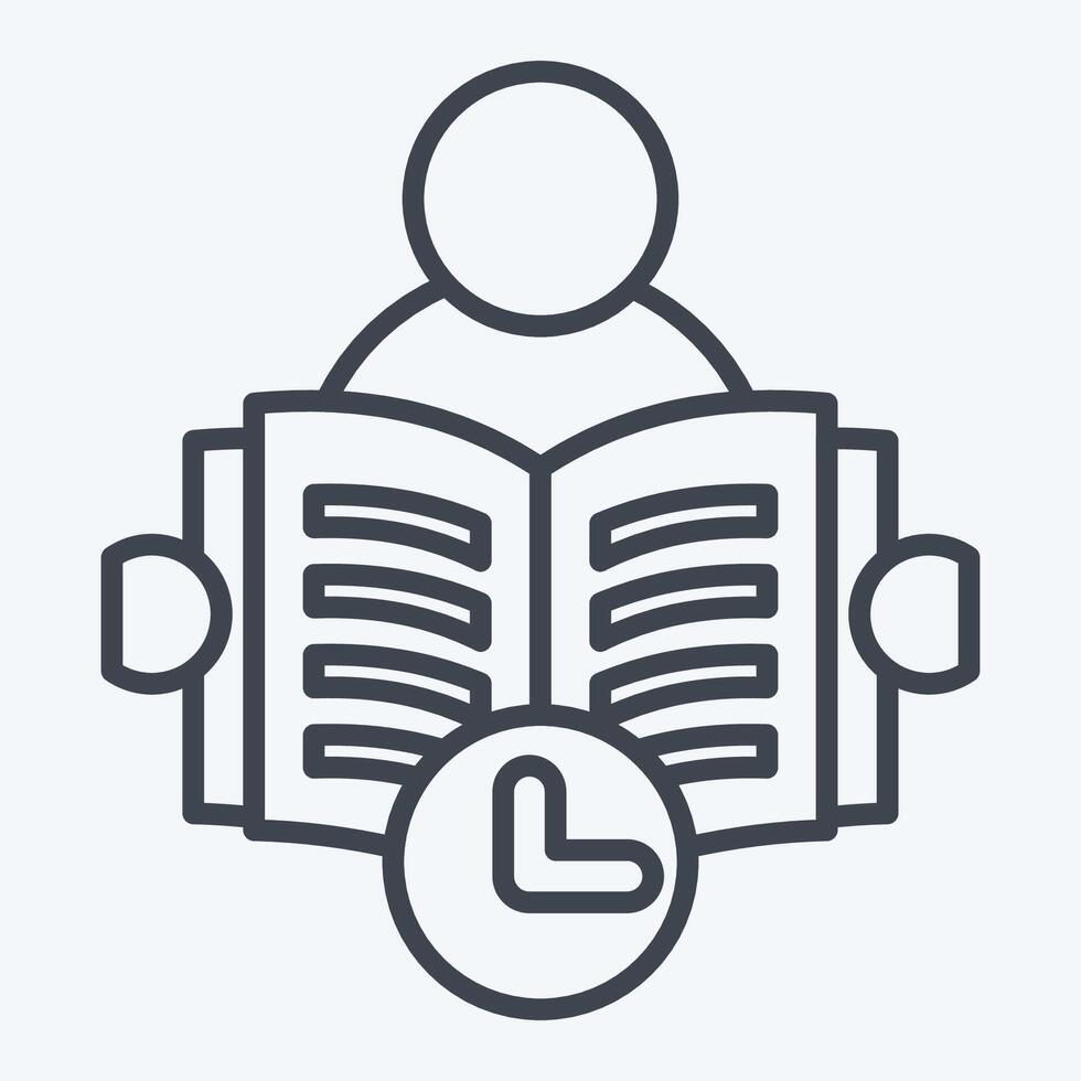 Icon Reading Time. related to Book symbol. line style. simple design illustration vector