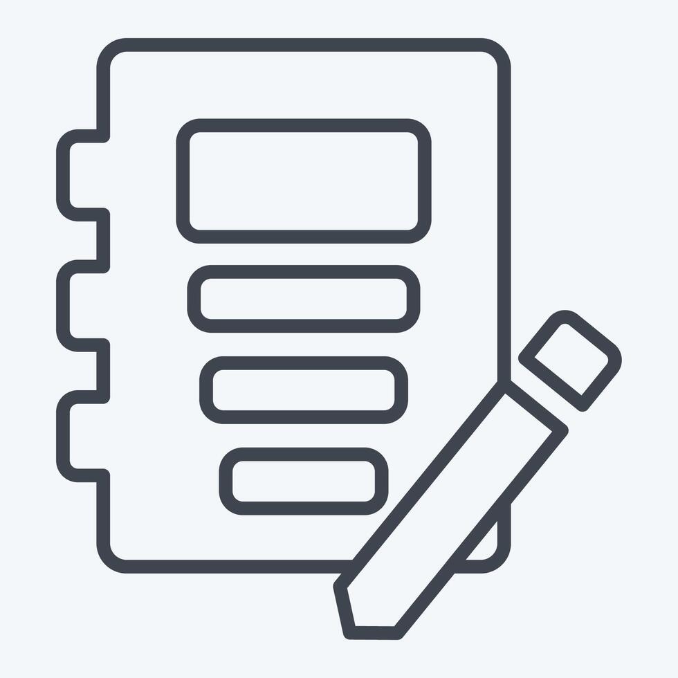 Icon Note Book. related to Book symbol. line style. simple design illustration vector