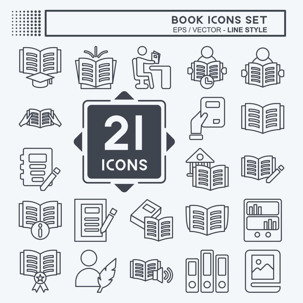Icon Set Book. related to Education symbol. line style. simple design illustration vector