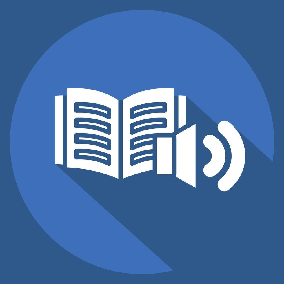 Icon Audio Book. related to Book symbol. long shadow style. simple design illustration vector