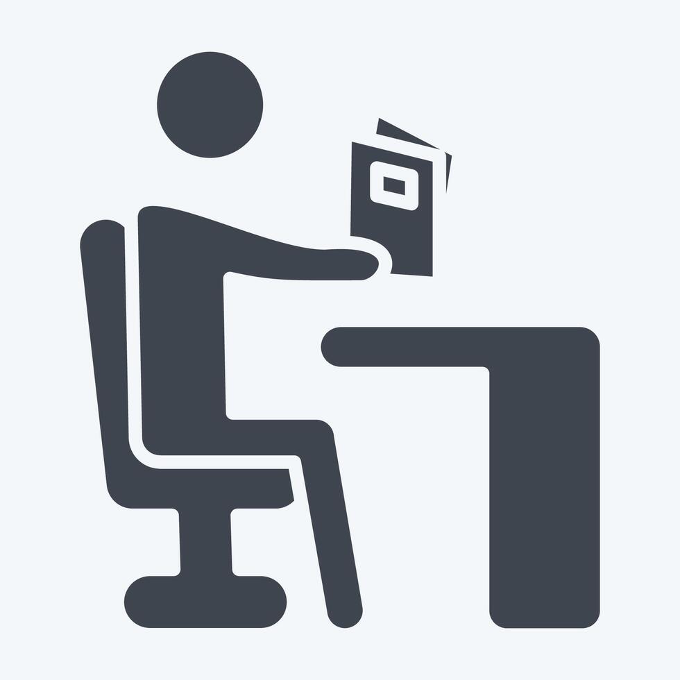 Icon Reading. related to Book symbol. glyph style. simple design illustration vector