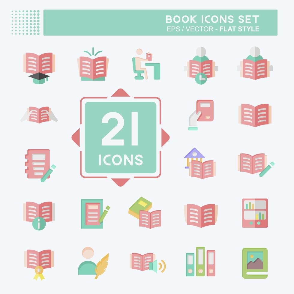 Icon Set Book. related to Education symbol. flat style. simple design illustration vector