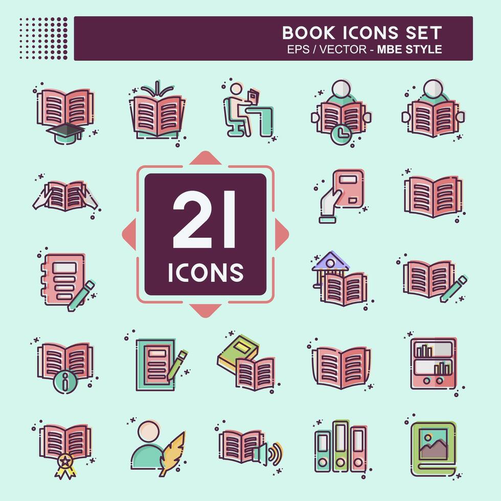 Icon Set Book. related to Education symbol. MBE style. simple design illustration vector