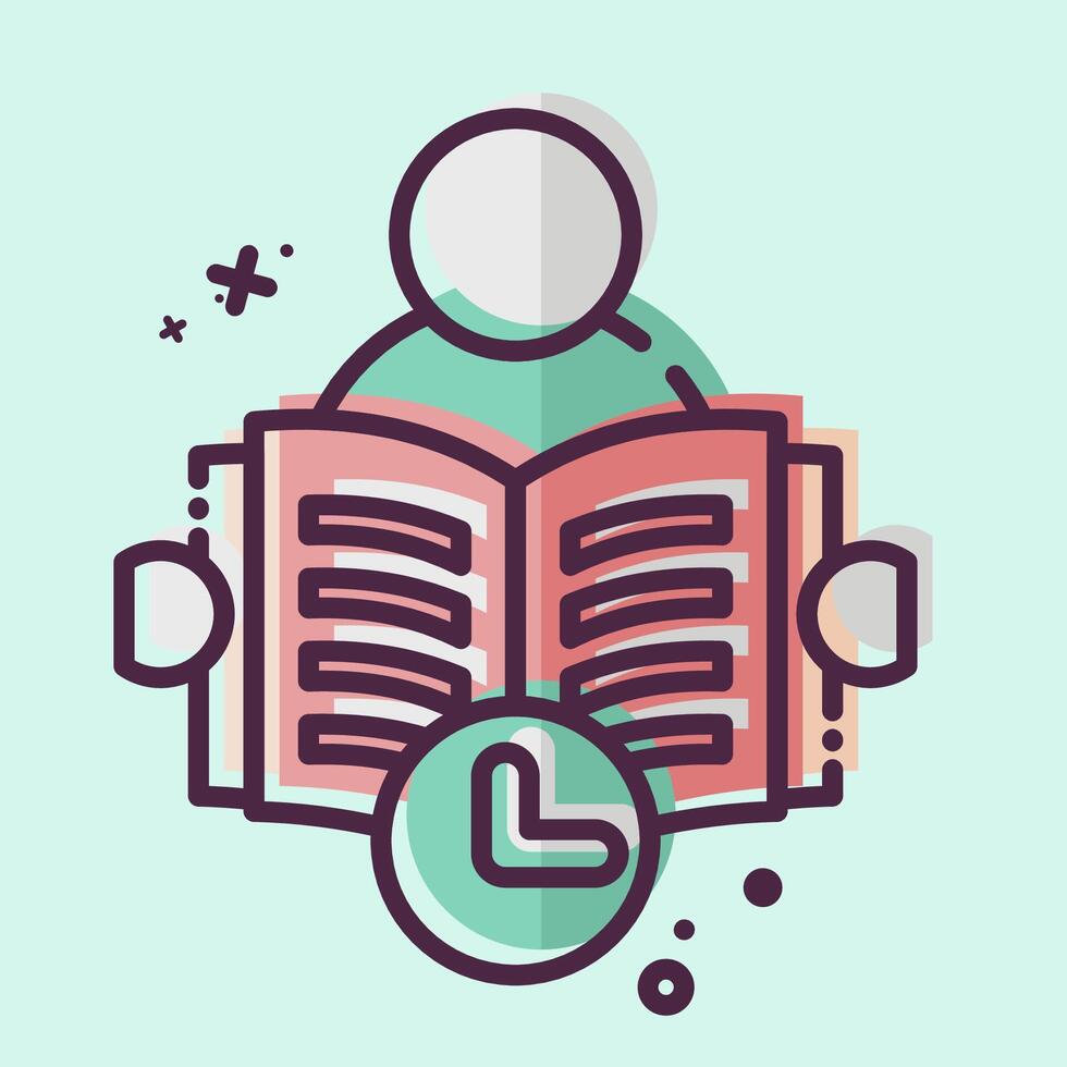 Icon Reading Time. related to Book symbol. MBE style. simple design illustration vector