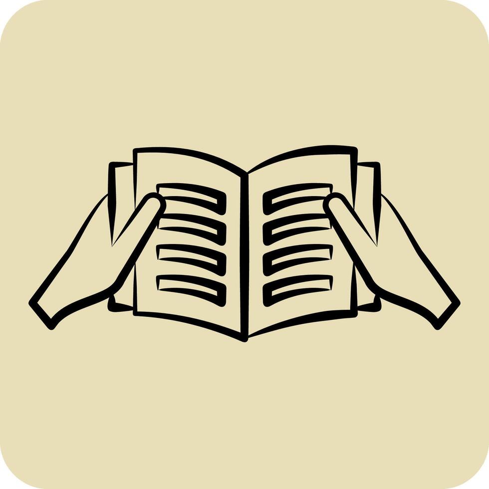 Icon Read A Book. related to Book symbol. hand drawn style. simple design illustration vector