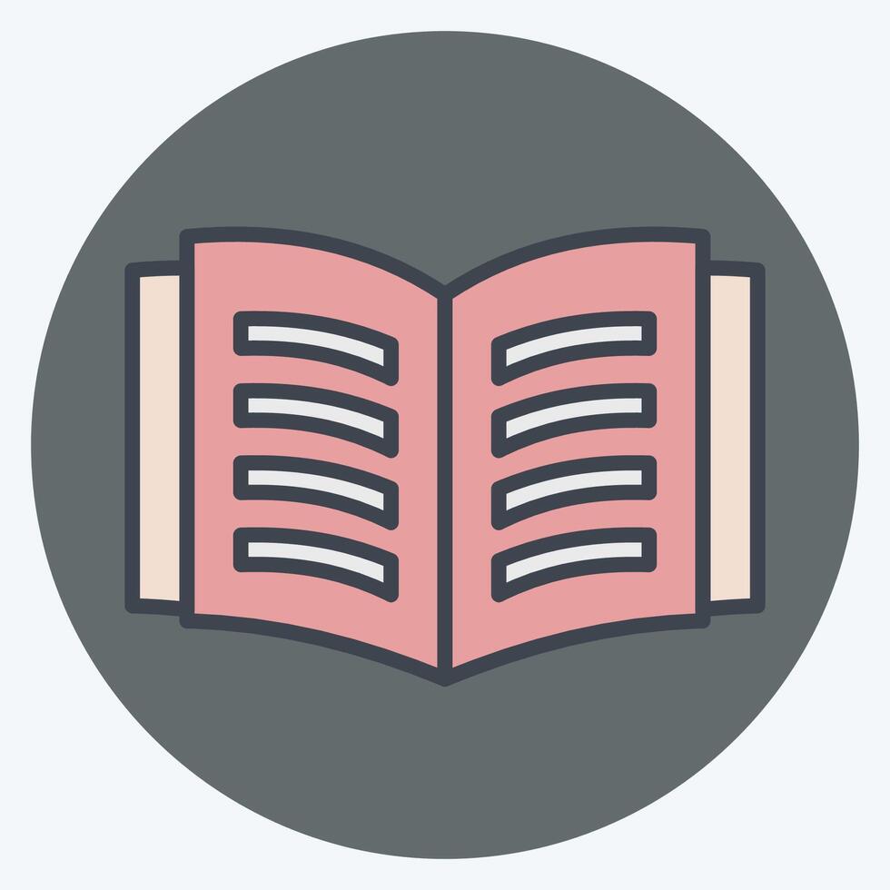 Icon Open Book. related to Book symbol. color mate style. simple design illustration vector