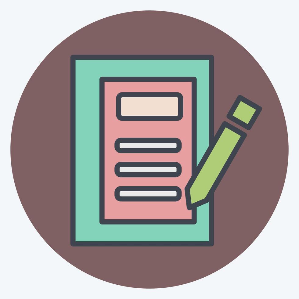 Icon Diary. related to Book symbol. color mate style. simple design illustration vector