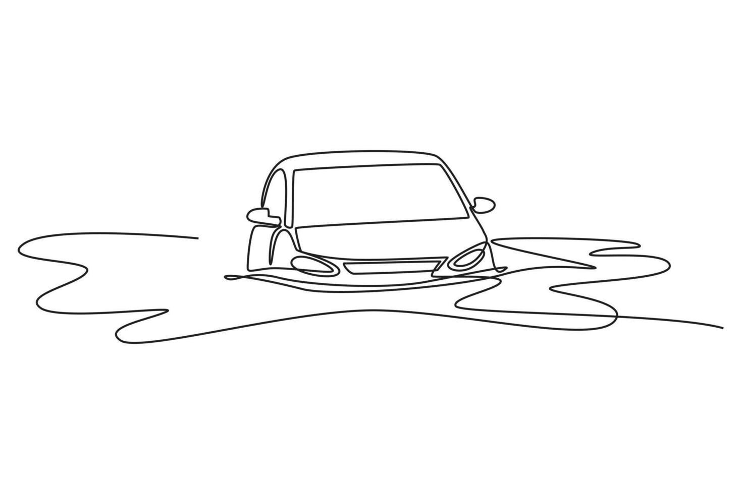 Natural disasters concept. Single line draw design graphic illustration. vector