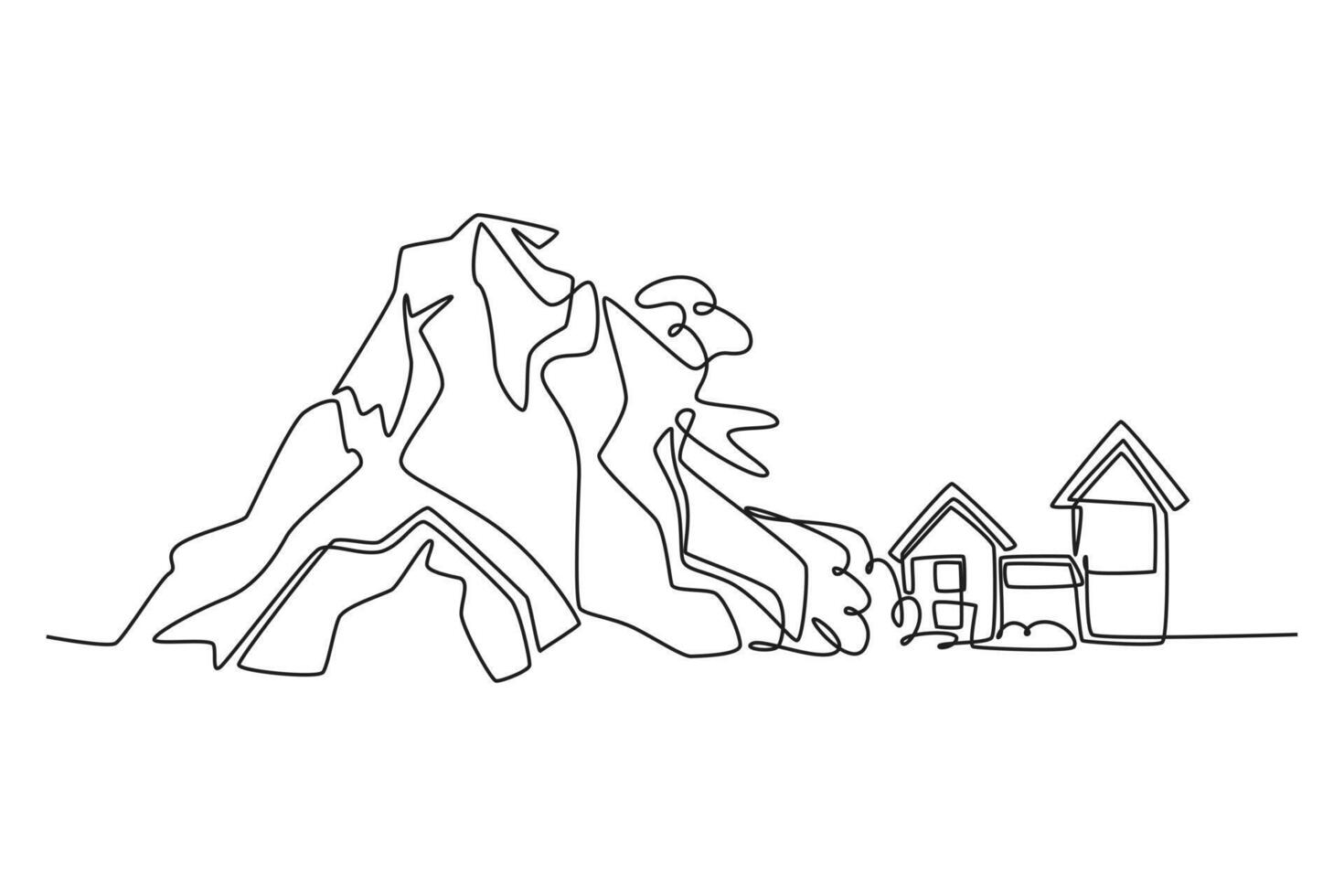 Natural disasters concept. Single line draw design graphic illustration. vector