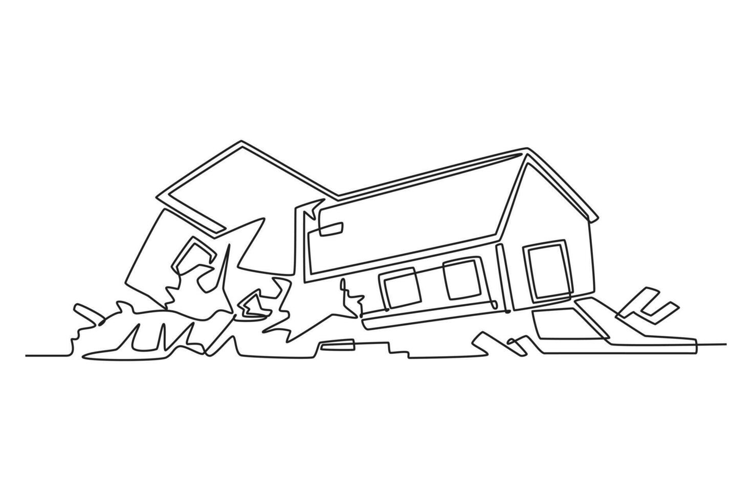 Natural disasters concept. Single line draw design graphic illustration. vector