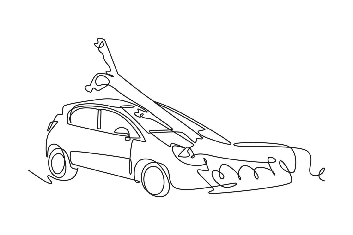 Natural disasters concept. Single line draw design graphic illustration. vector