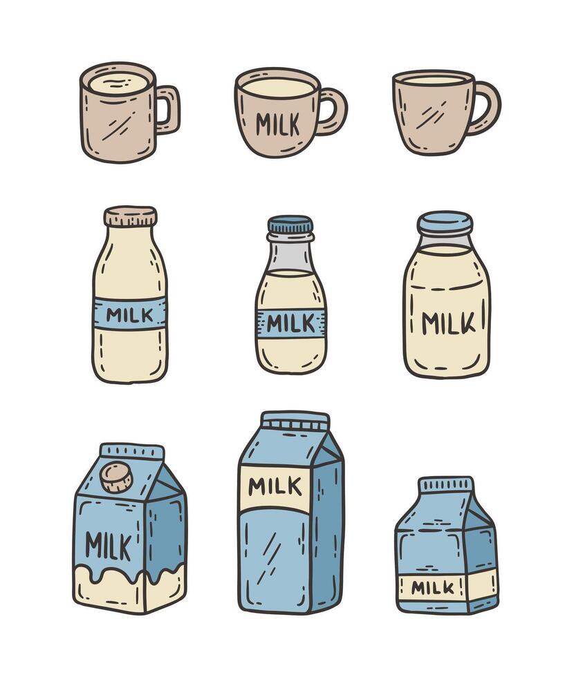 Cute Milk Cartoon Doodle Style Illustration vector
