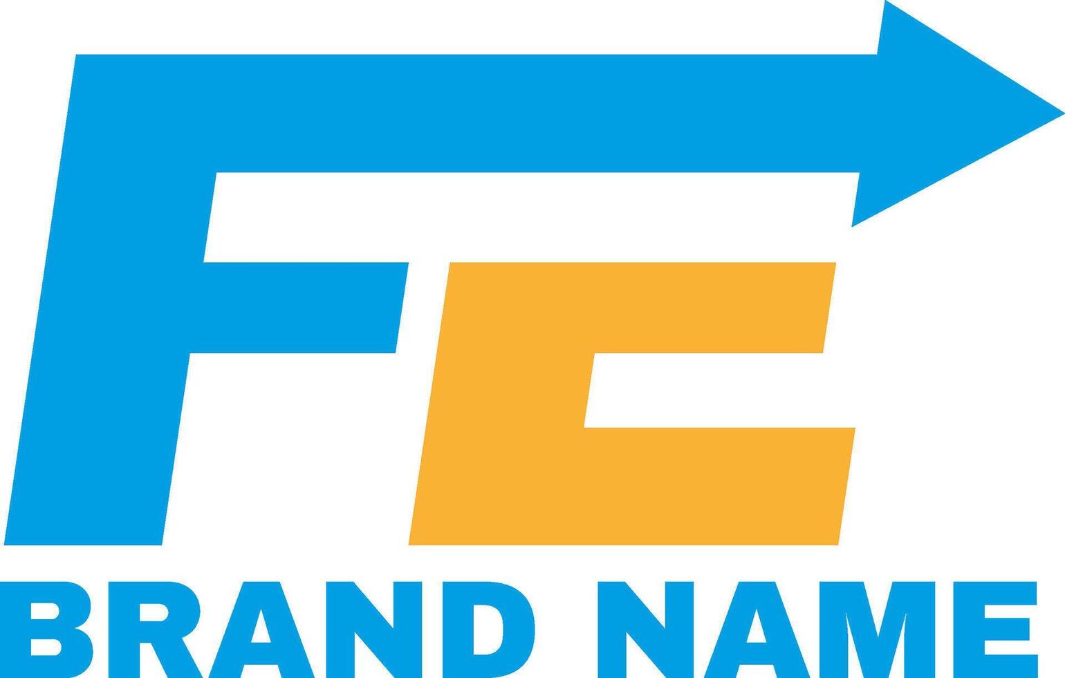 FE arrow letter alphabet logo design vector