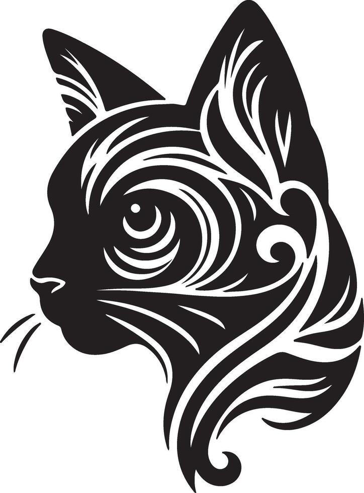Cat Head Face Silhouette illustration vector