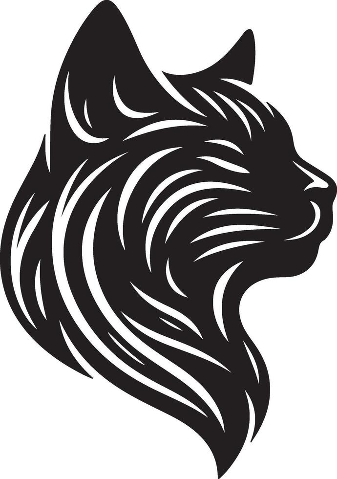 Cat Head Face Silhouette illustration vector