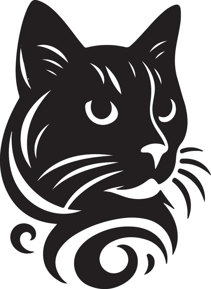 Cat Head Face Silhouette illustration vector