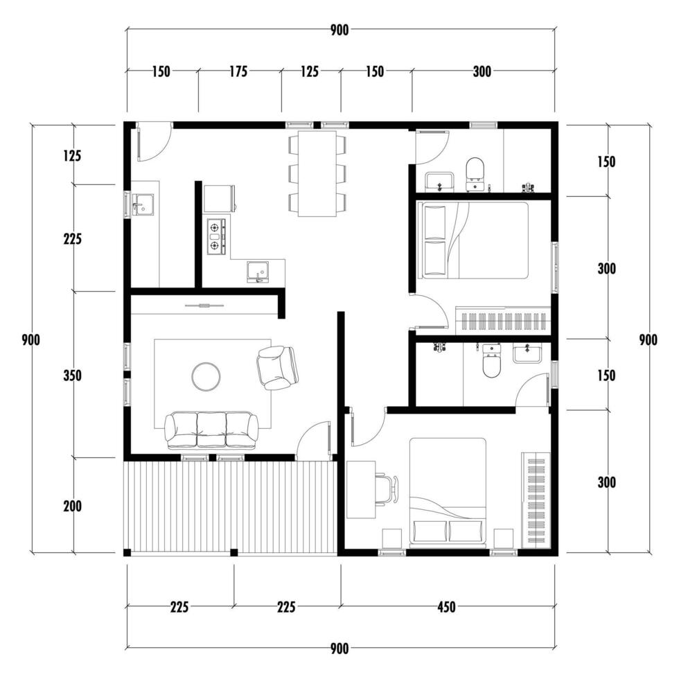 Floor plan blueprint, Figure of the jotting sketch of the construction and the industrial skeleton of the structure and dimensions. vector