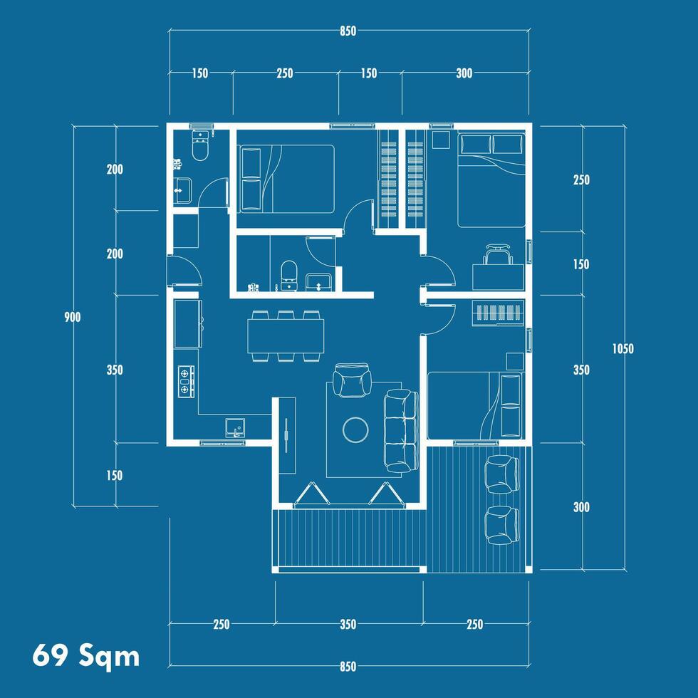 Floor plan blueprint, Figure of the jotting sketch of the construction and the industrial skeleton of the structure and dimensions. vector