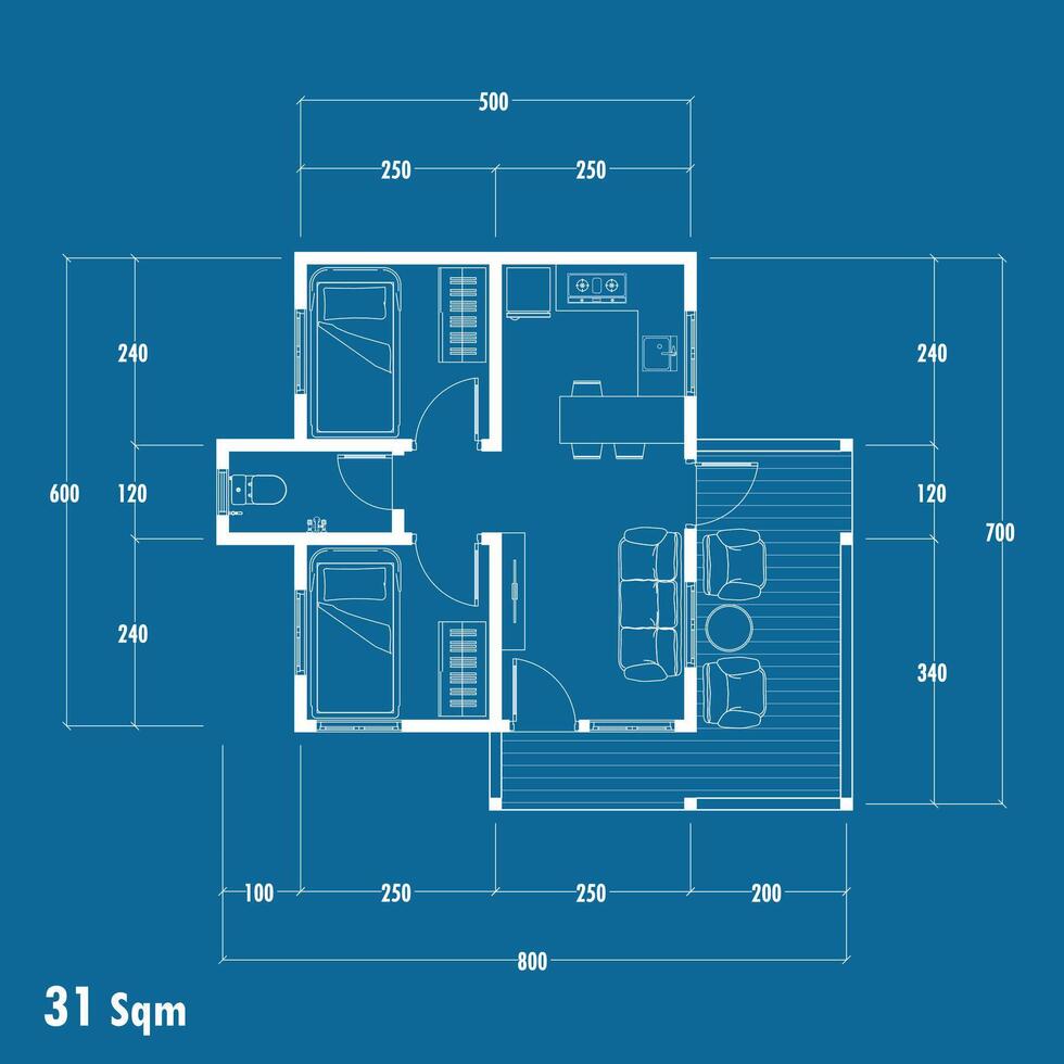 Floor plan blueprint, Figure of the jotting sketch of the construction and the industrial skeleton of the structure and dimensions. vector