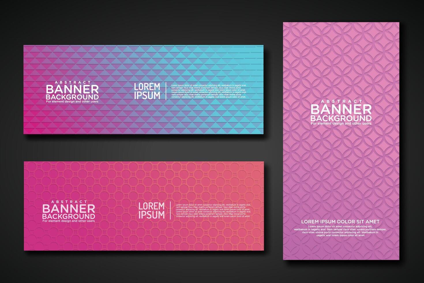 Set banner backgrounds with modern geometric lines textured pattern and colorful dynamic gradation vector