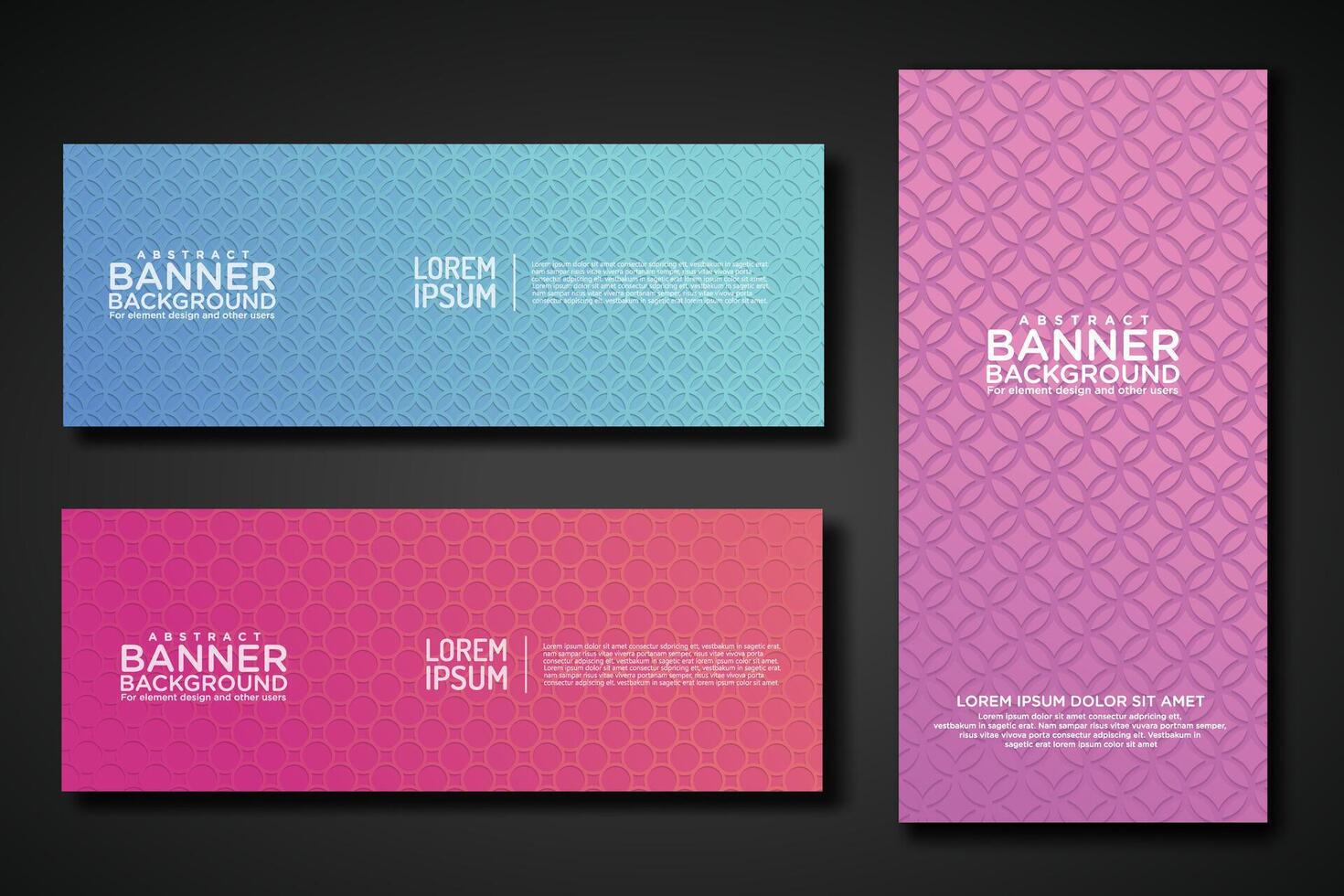 Set banner backgrounds with modern geometric lines textured pattern and colorful dynamic gradation vector
