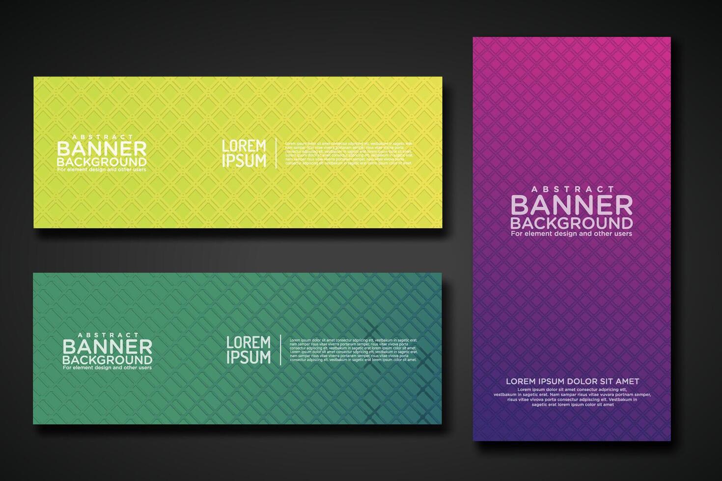 Set banner backgrounds with modern geometric lines textured pattern and colorful dynamic gradation vector