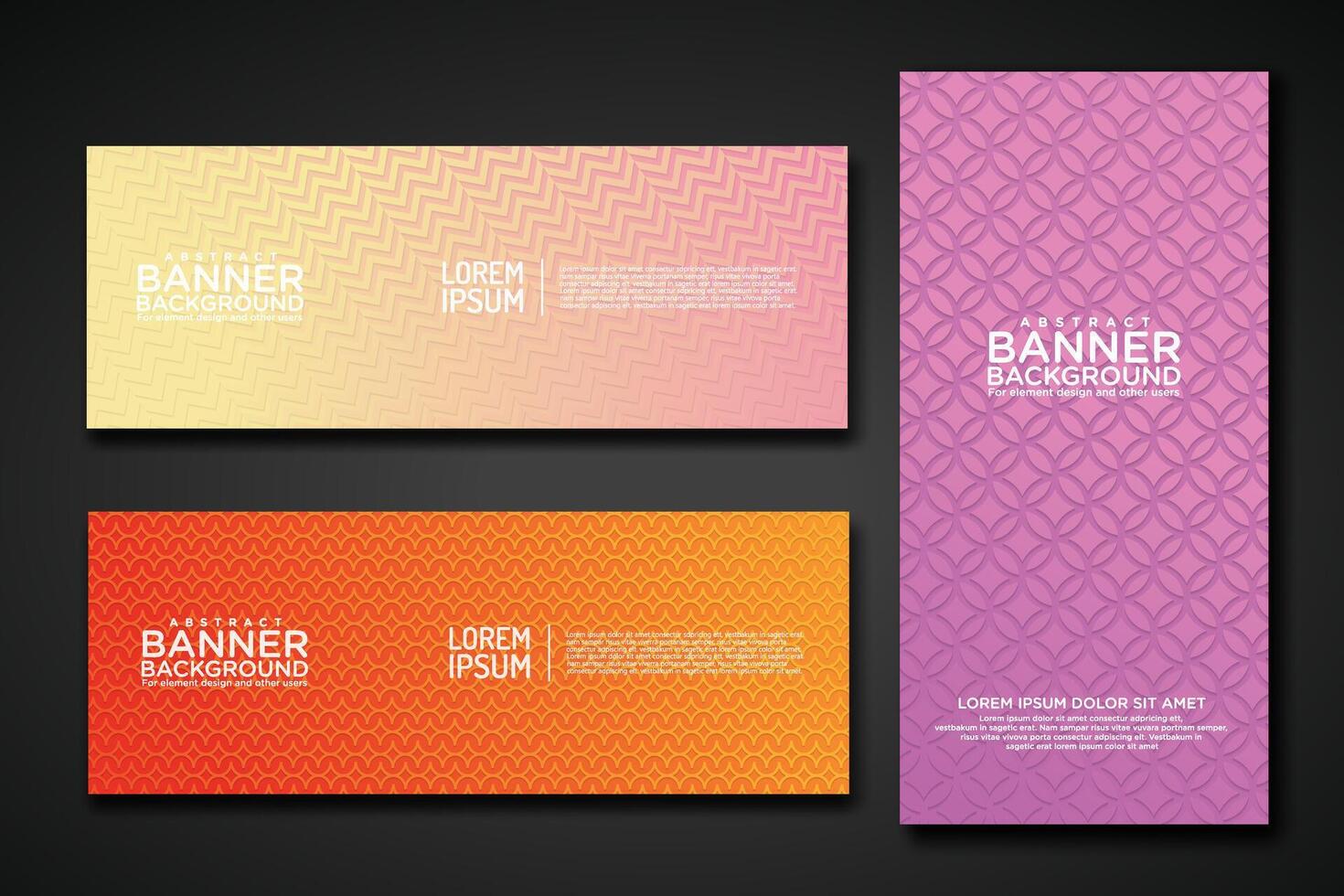 Set banner backgrounds with modern geometric lines textured pattern and colorful dynamic gradation vector