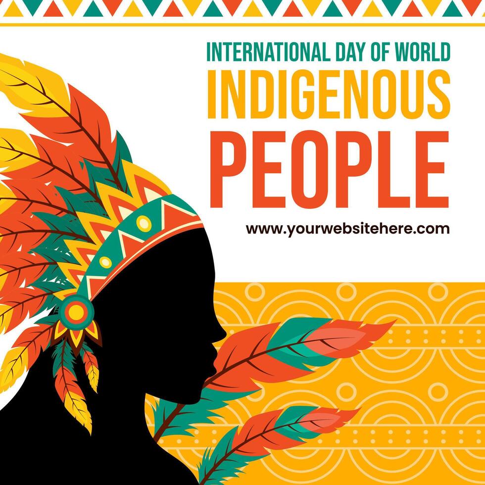 Indigenous People Day Social Media Illustration Flat Cartoon Hand Drawn Templates Background vector