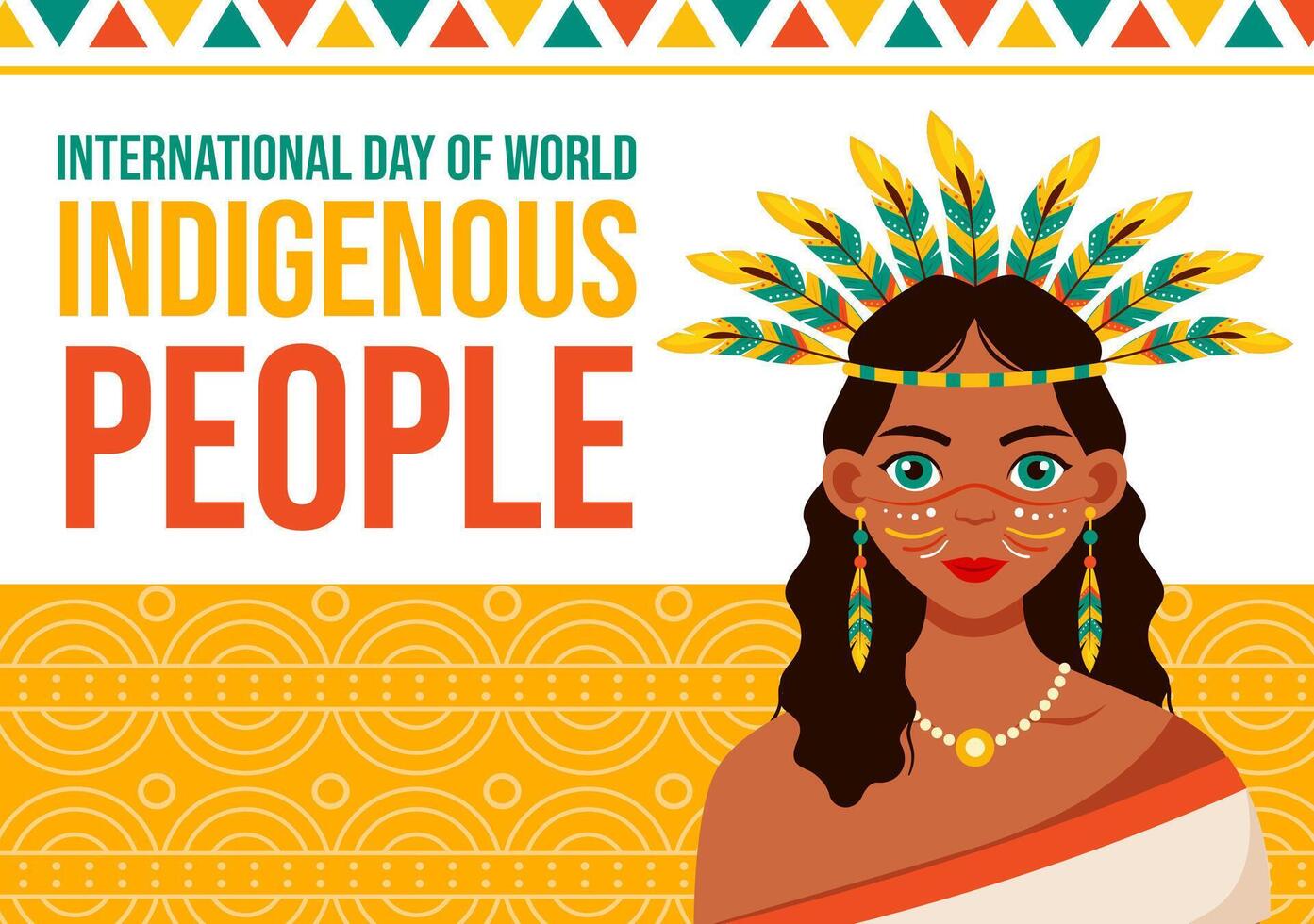 Indigenous People Day Social Media Background Flat Cartoon Hand Drawn Templates Illustration vector